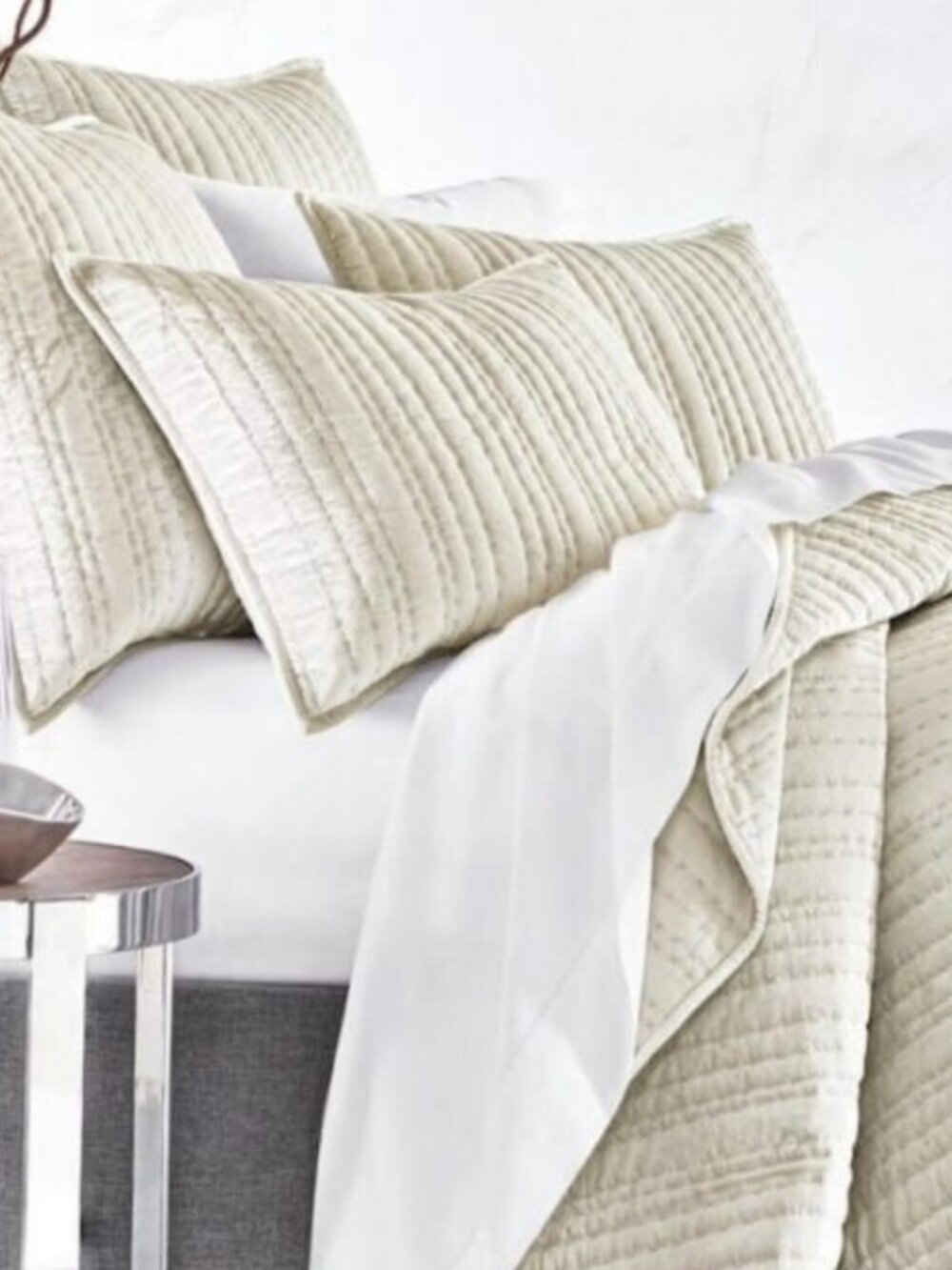 NWOT Hotel Collection Variegated Stripe Velvet Quilted 2-Pc. Standard Sham Set